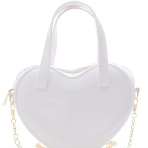 NEW WHITE JELLY HEART CROSSOVER BAG